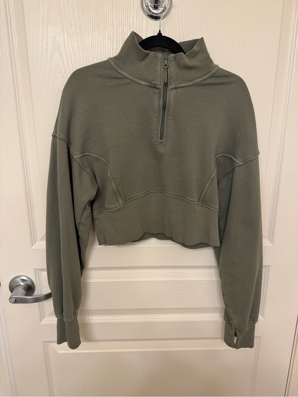 aerie Olive Green Cropped Sweatshirt